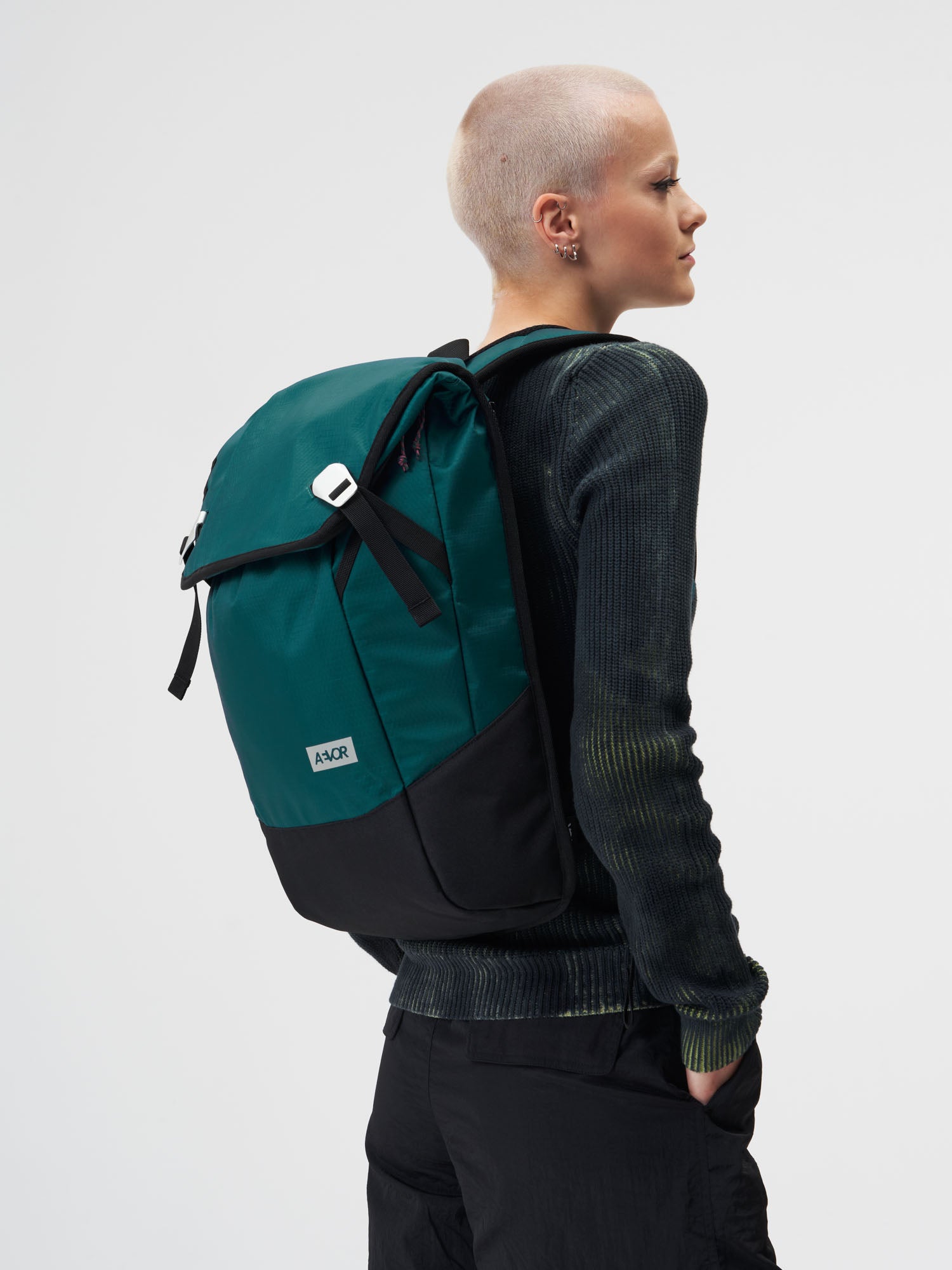 AEVOR-Daypack-Proof-Evergreen-model-female-front
