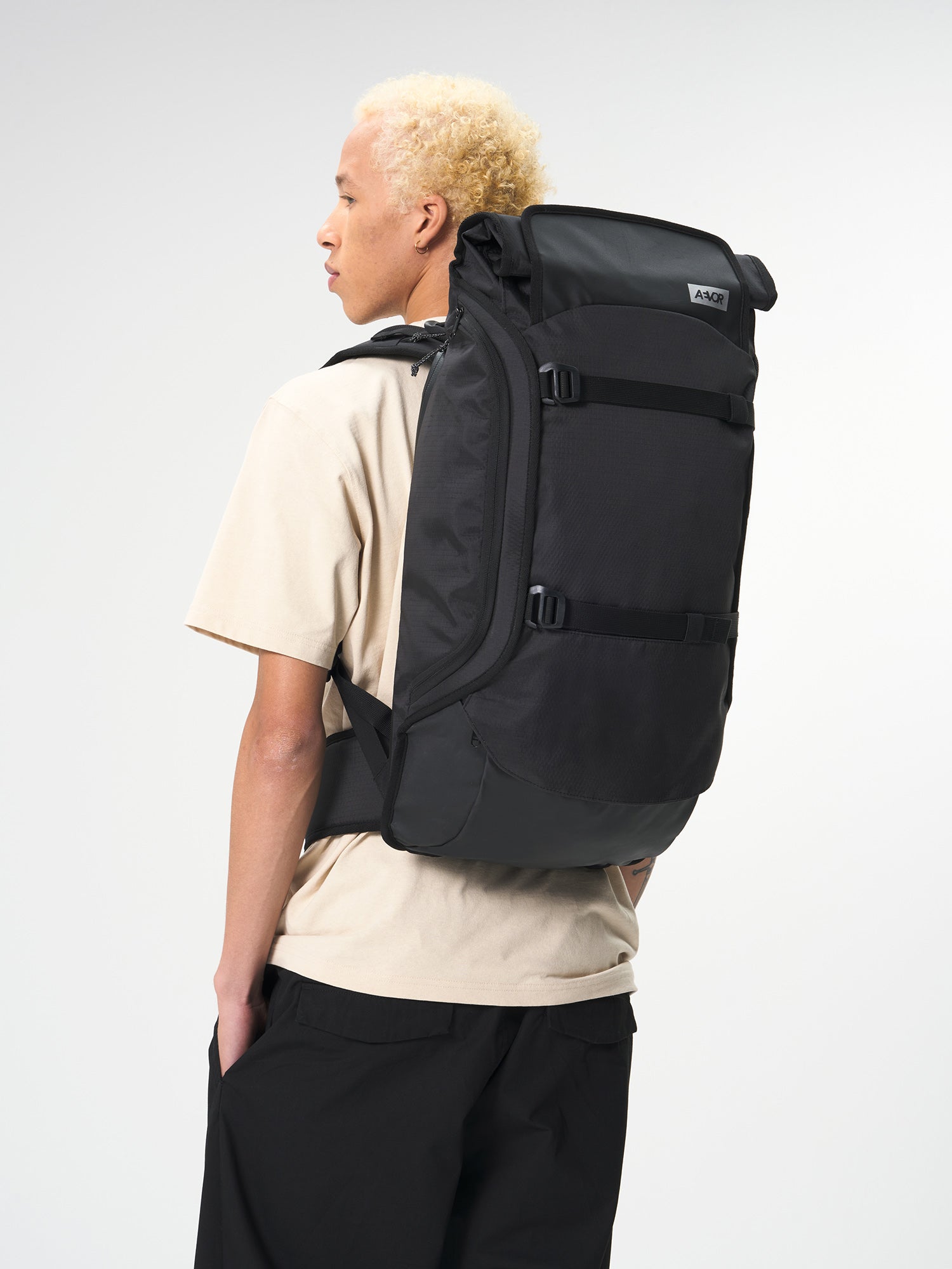 AEVOR-Travel-Pack-Proof-Black-model-front