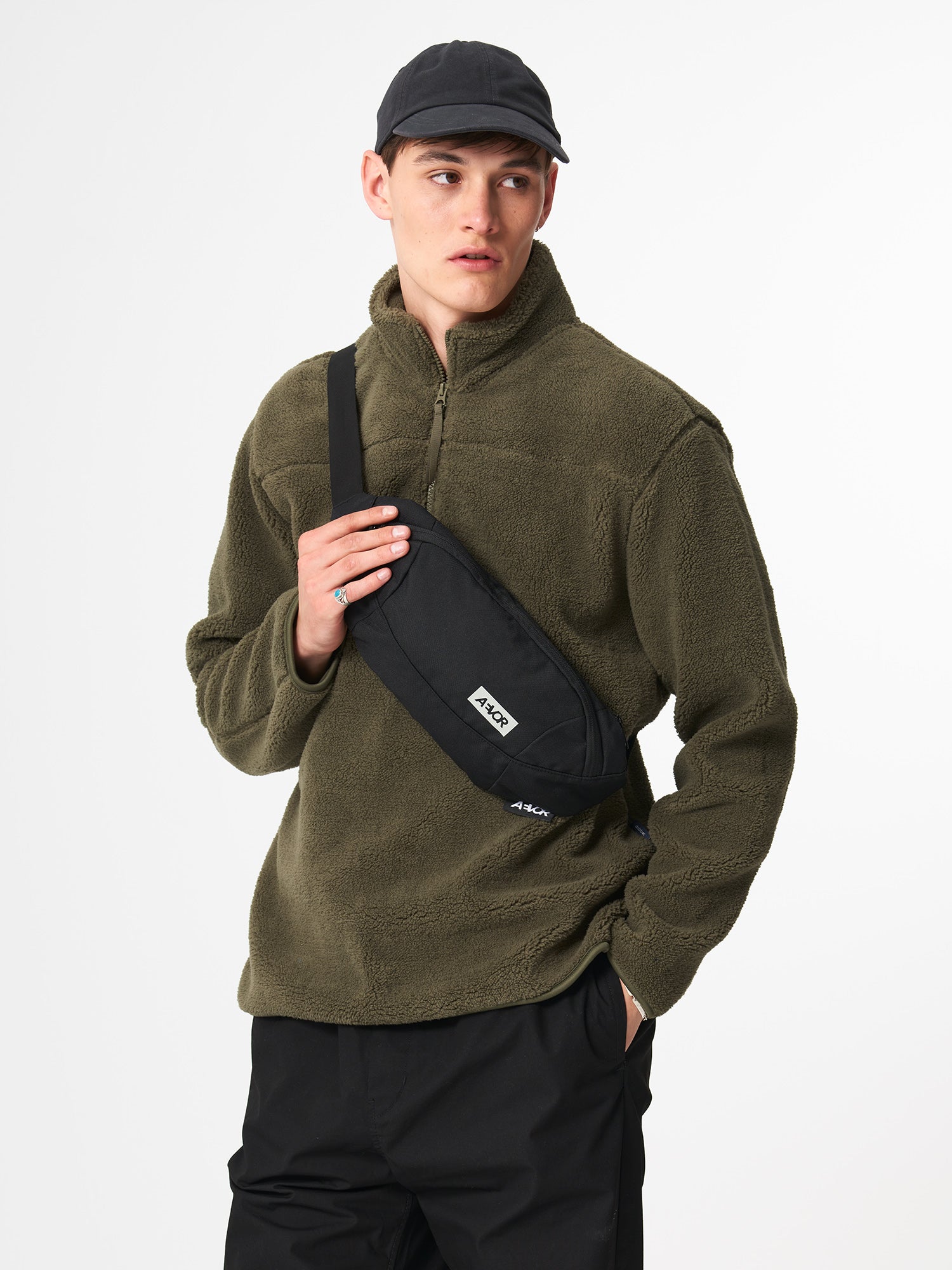 AEVOR-Shoulder-Bag-Black-Eclipse-model-front