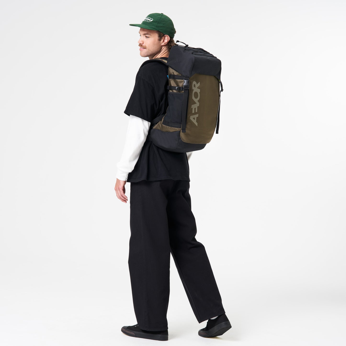 AEVOR-backpack-Explore-Pack-Proof-Olive-Gold-model-side
