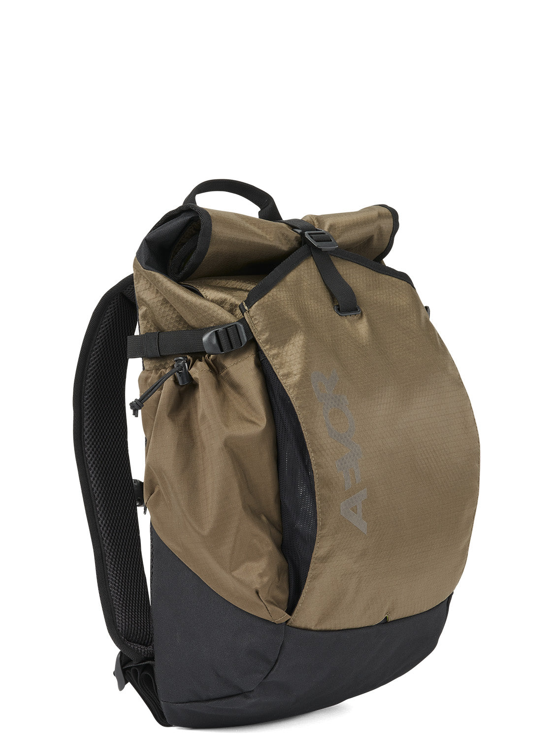 AEVOR-backpack-Rollpack-Proof-Olive-Gold-side