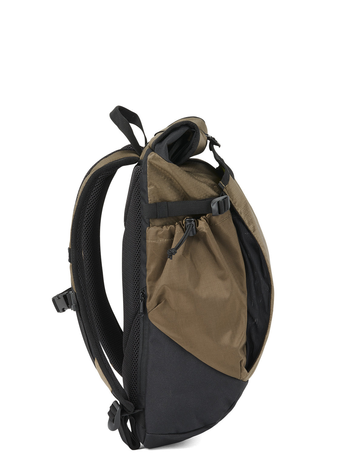 AEVOR-backpack-Rollpack-Proof-Olive-Gold-side
