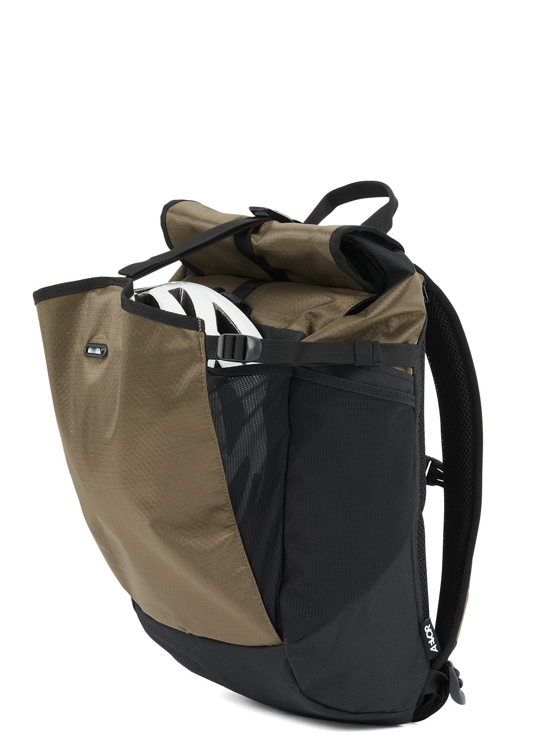 AEVOR-backpack-Rollpack-Proof-Olive-Gold-detail