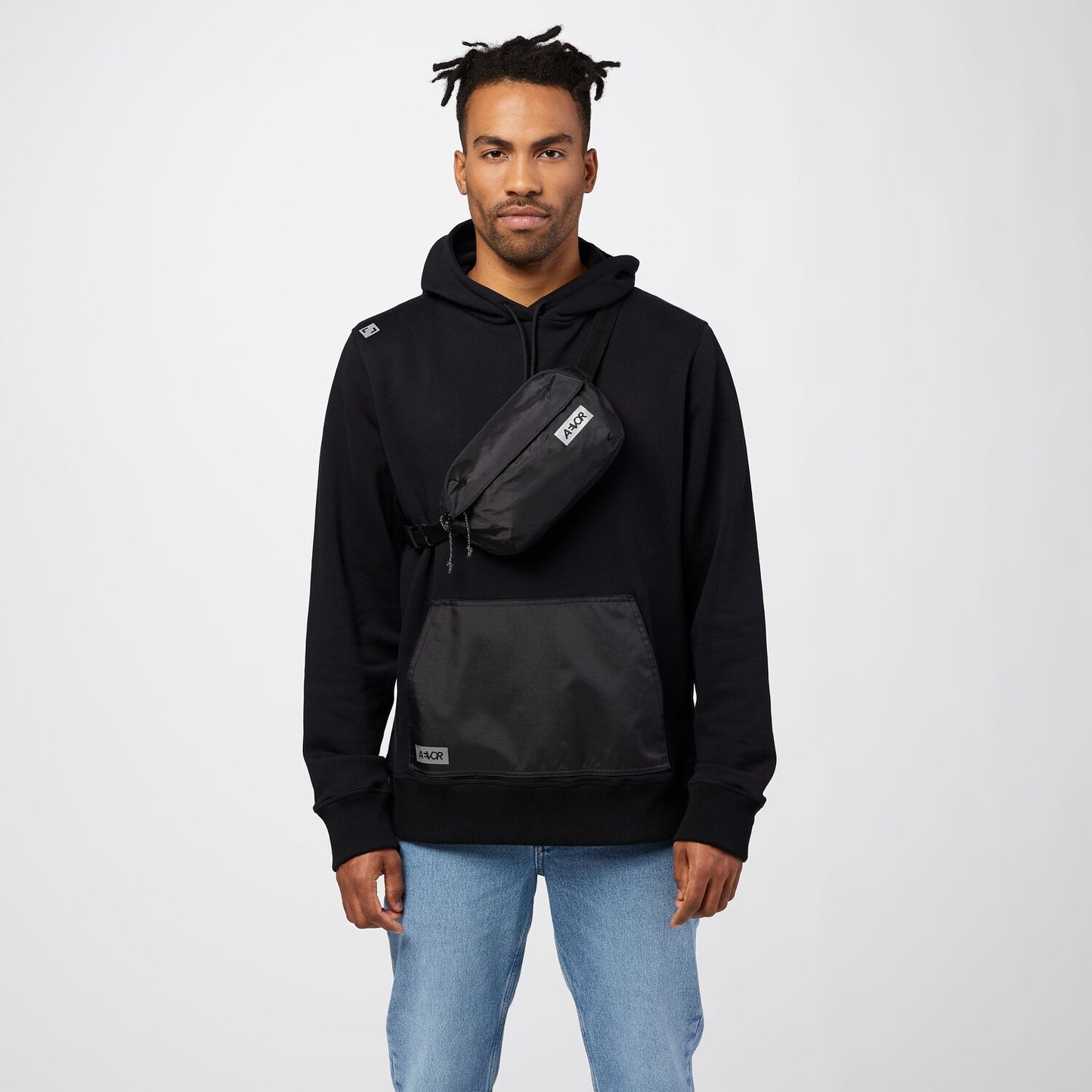 AEVOR-Hip-Bag-Ease-Ripstop-Black-model-front